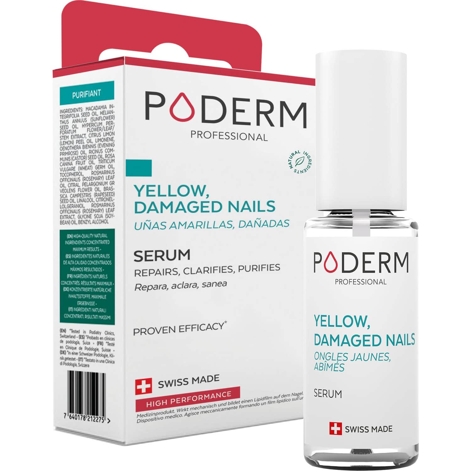 PODERM – HUILE SERUM ONGLES JAUNES – Améliore l’apparence de l’ongle – Agit dès le 1er Jour - Clarifie & Lisse l’Ongle – Ingrédients 100% Naturels - Soin pied/main | Facile & rapide | Swiss Made-image