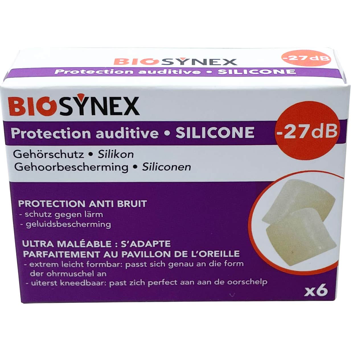 Biosynex Protecteur Auditif Silicone et Transparent 3 Paires