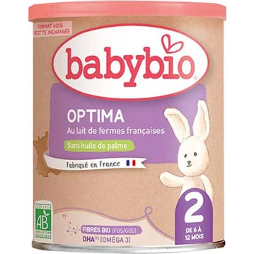 BabyBio Optima 2 avec Fibres 6 à 12 Mois 400 g