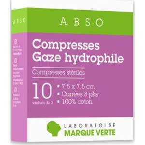 Marca Verde Compresas Absorbentes 7,5x7,5cm Bolsa 10x2uds