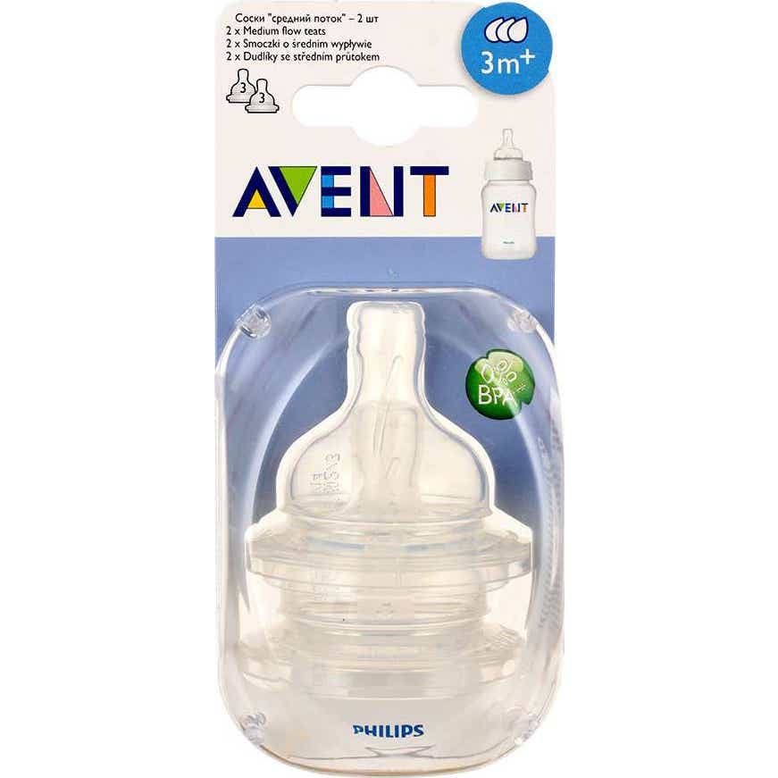 Avent Tétine 4 Trous Silicone Débit rapide 6 mois+
