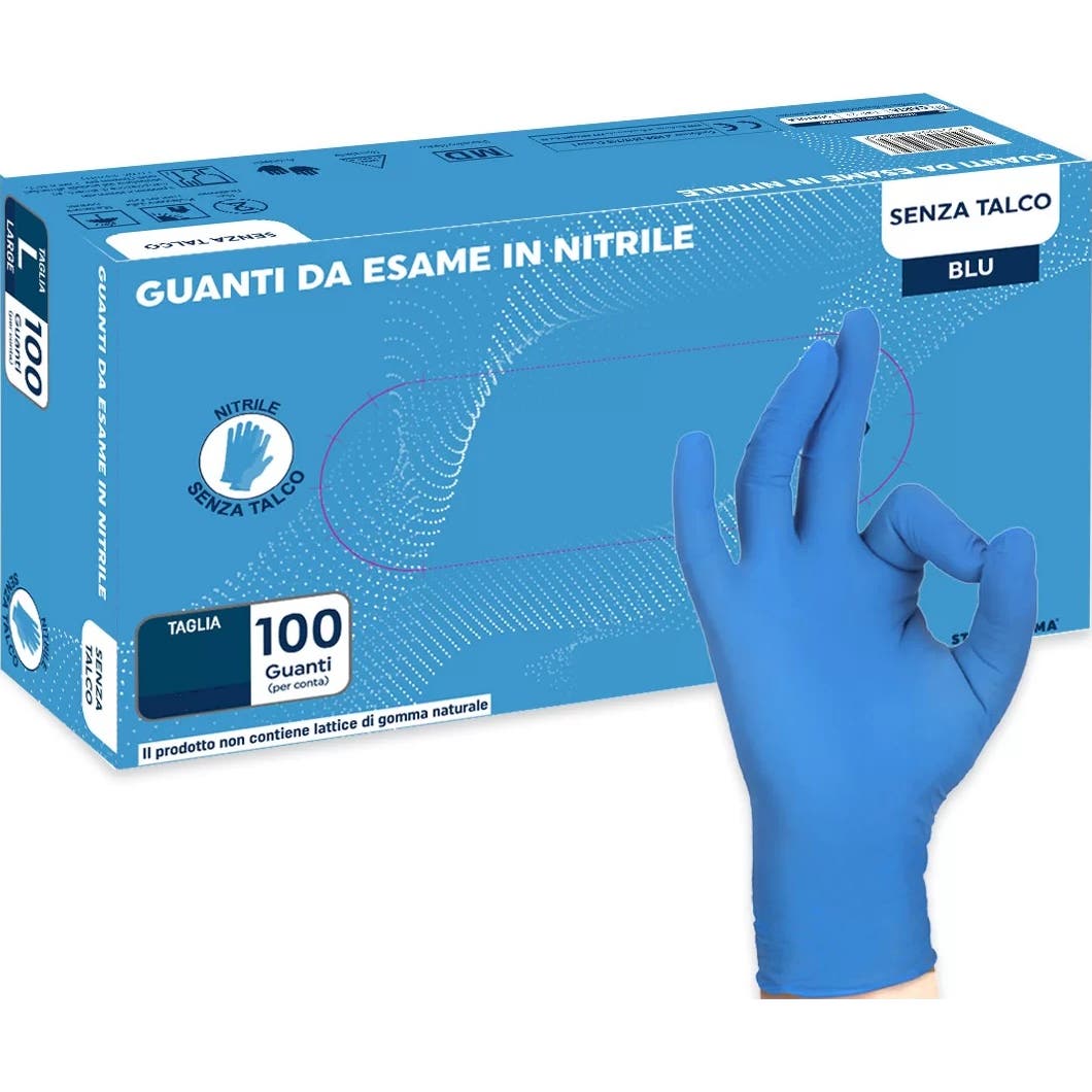 Sterilfarma Gants Nitrile Bleu Sans Talc L 100uts