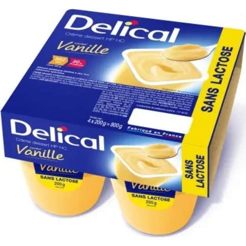 Delical Crème Dessert Hp HC Sans Lactose Vanille 4x200g