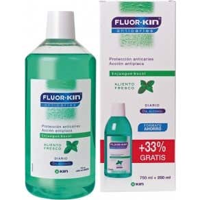 Bain de bouche quotidien Fluor-Kin anticaries 750ml + 250ml GRATUIT