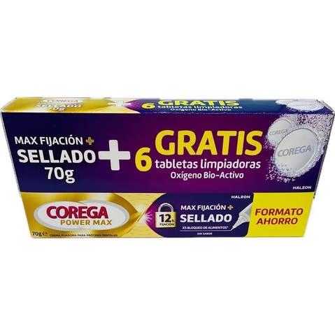 Corega Pack Max Fixation 70 gr + Comprimés Oxygène Bio-Act 6 Unités