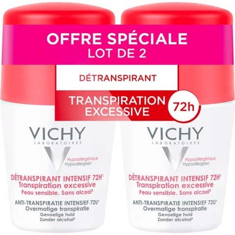 Vichy Détranspirant Intensif 72h Transpiration Excessive 2x50ml