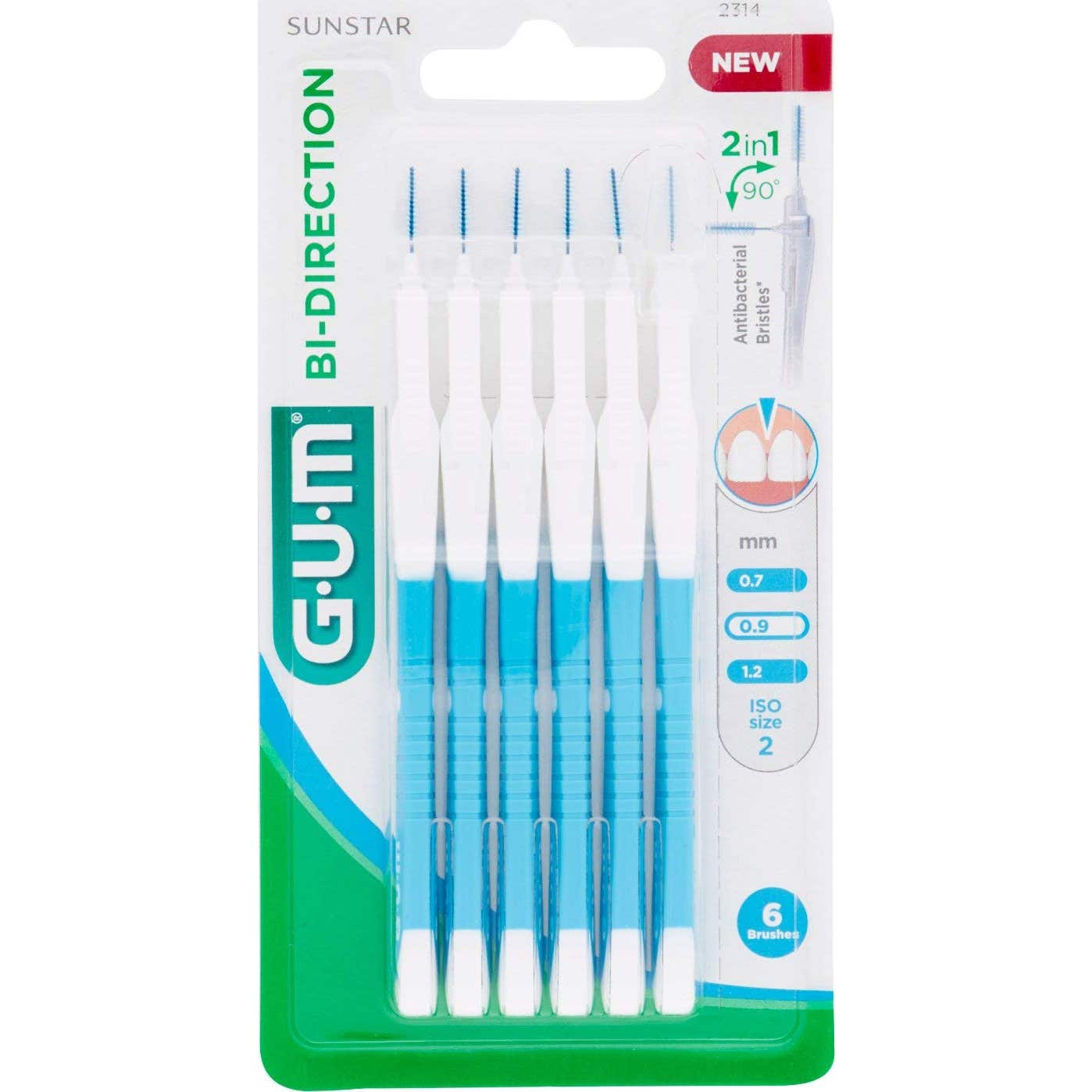 GUM Brosse interdentaire Bi-Direction medium 0.9mm 6 Unités