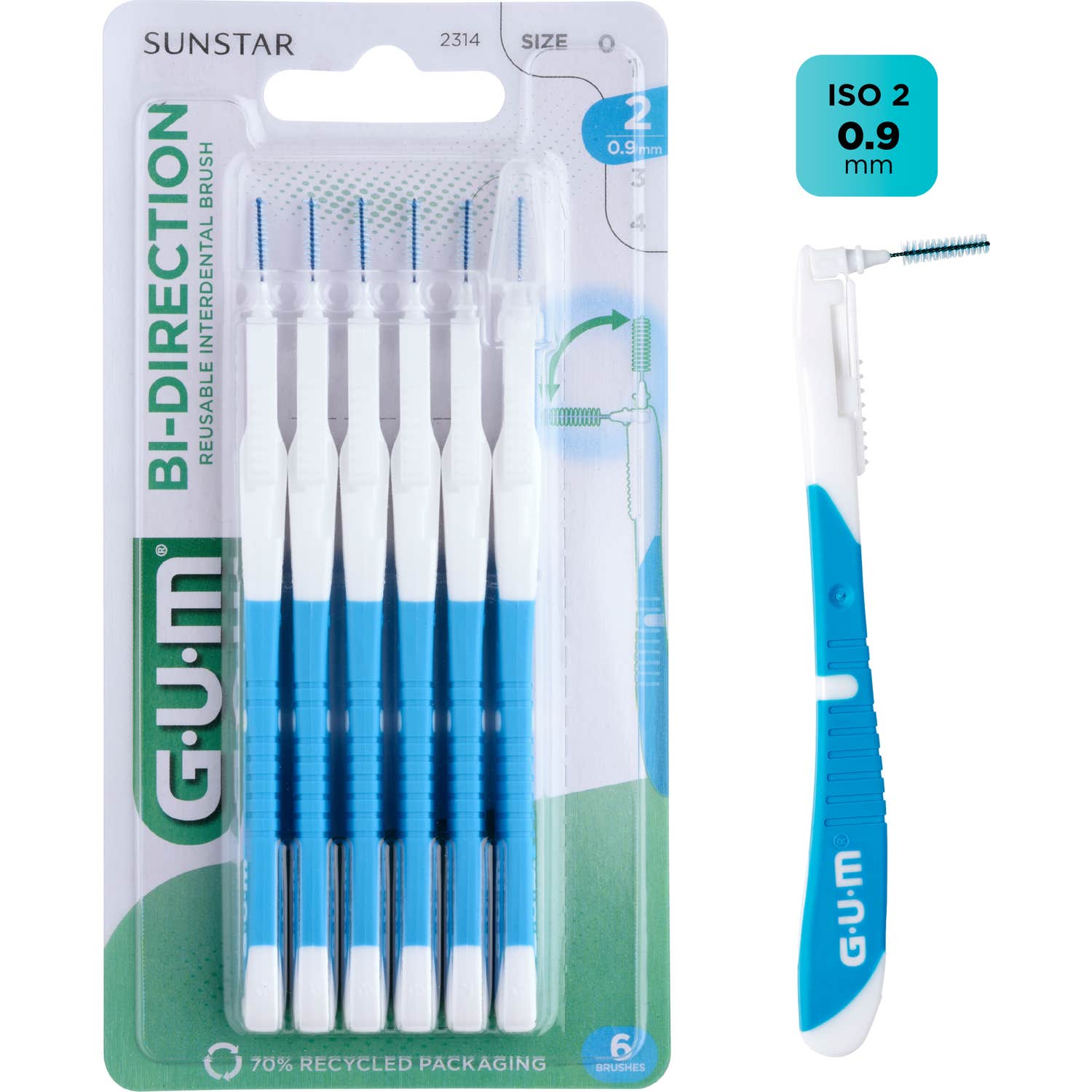 GUM Brosse interdentaire Bi-Direction medium 0.9mm 6 Unités