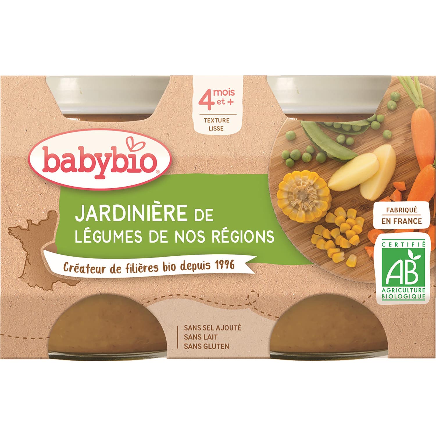 Babybio Petits Pots Jardinière de Légumes Bio dès 4 mois 2x130g