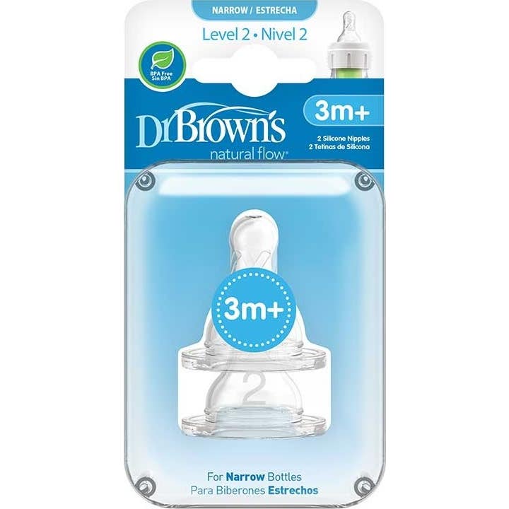 Kit de tétines à bouche étroite Dr Brown's +3m 2 pièces