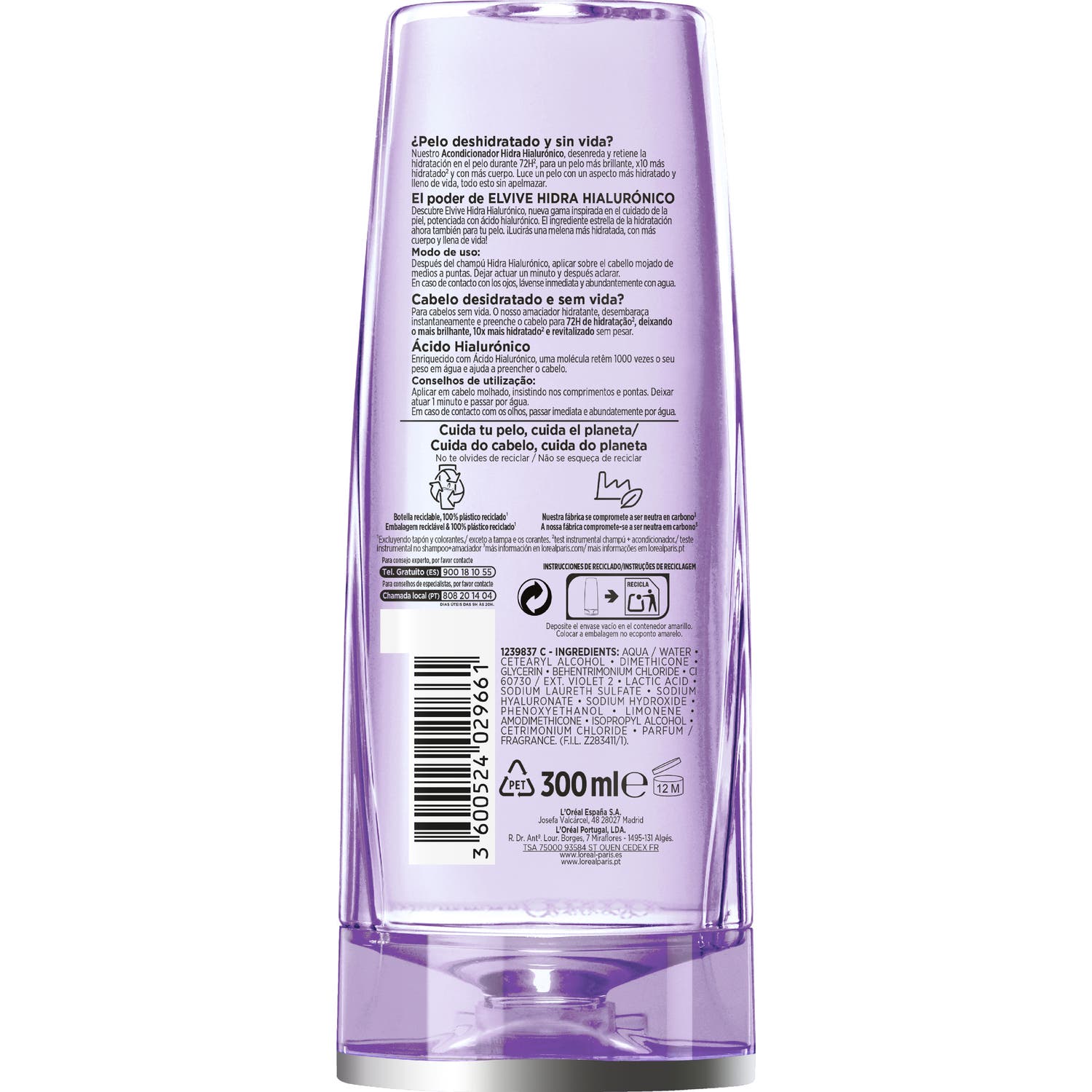 L'oréal Elvive Hidra Hialurónico Shampooing 72H Hidratant 370Ml