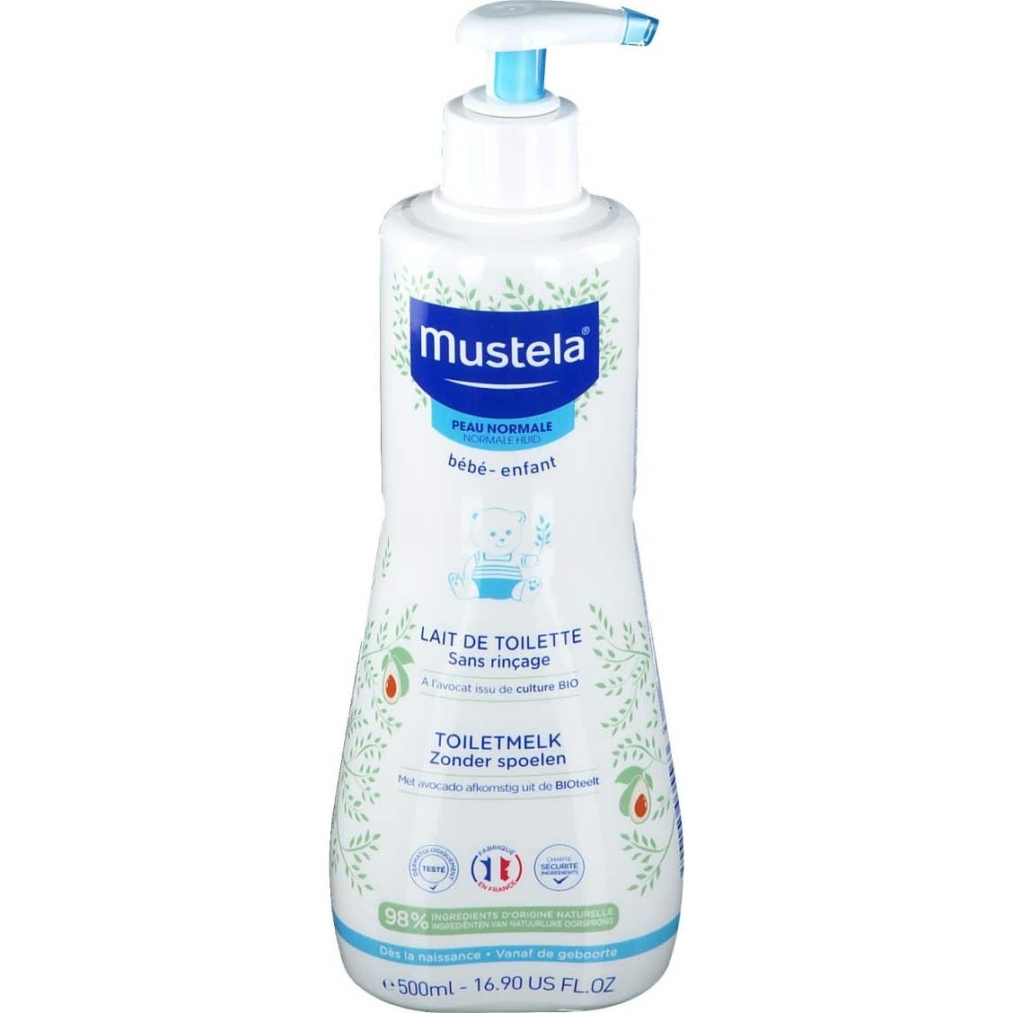 Mustela Lait de Toilette Sans Rinçage À L'Avocat Bio 500ml