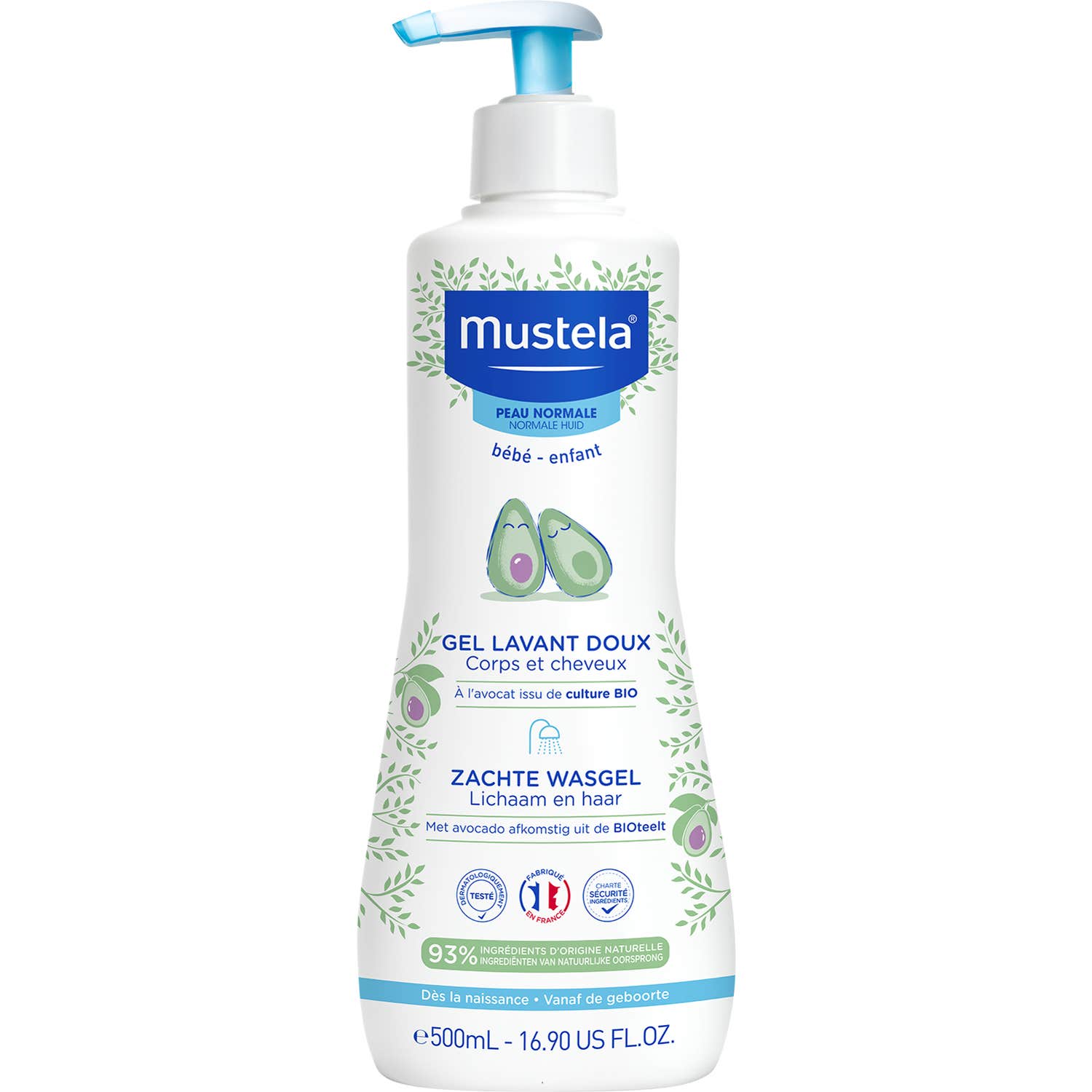 Mustela Gel Lavant Doux Bio À L'Avocat Bio 500ml
