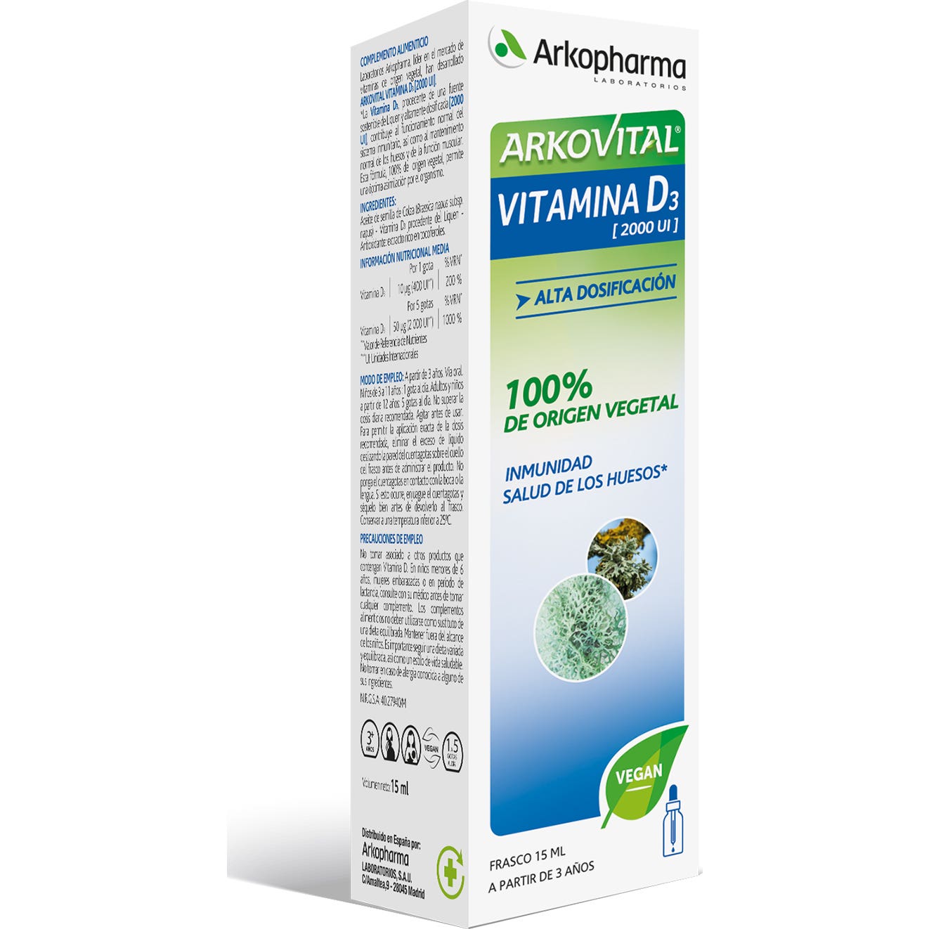 Arkopharma Arkofluide Vitamine D3 Veg 2000Ui 15ml