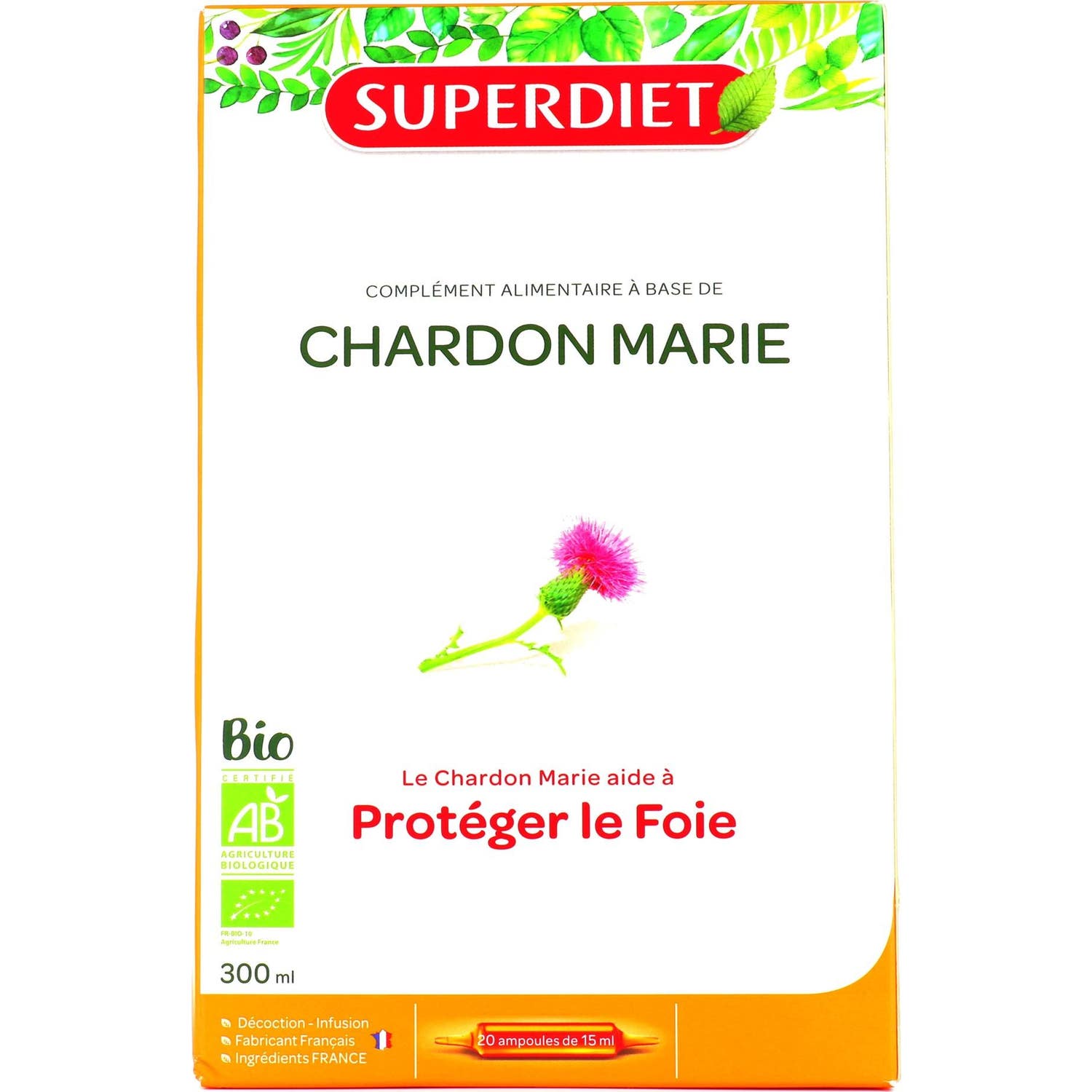 Super Diet Chardon Marie Bio 20 ampoules de 15ml