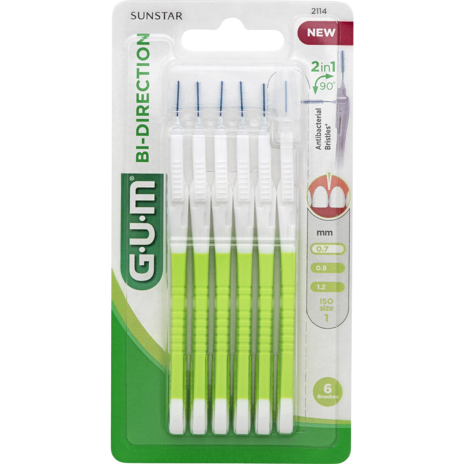 GUM Brosse interdentaire Bi-Direction petite 0.7mm 6 Unités