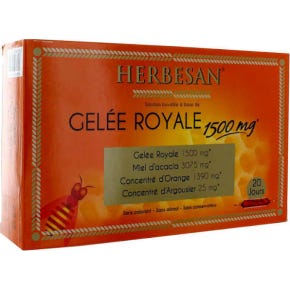 Herbesan Miel et Gelée Royale 1500mg 20 ampoules de 15ml