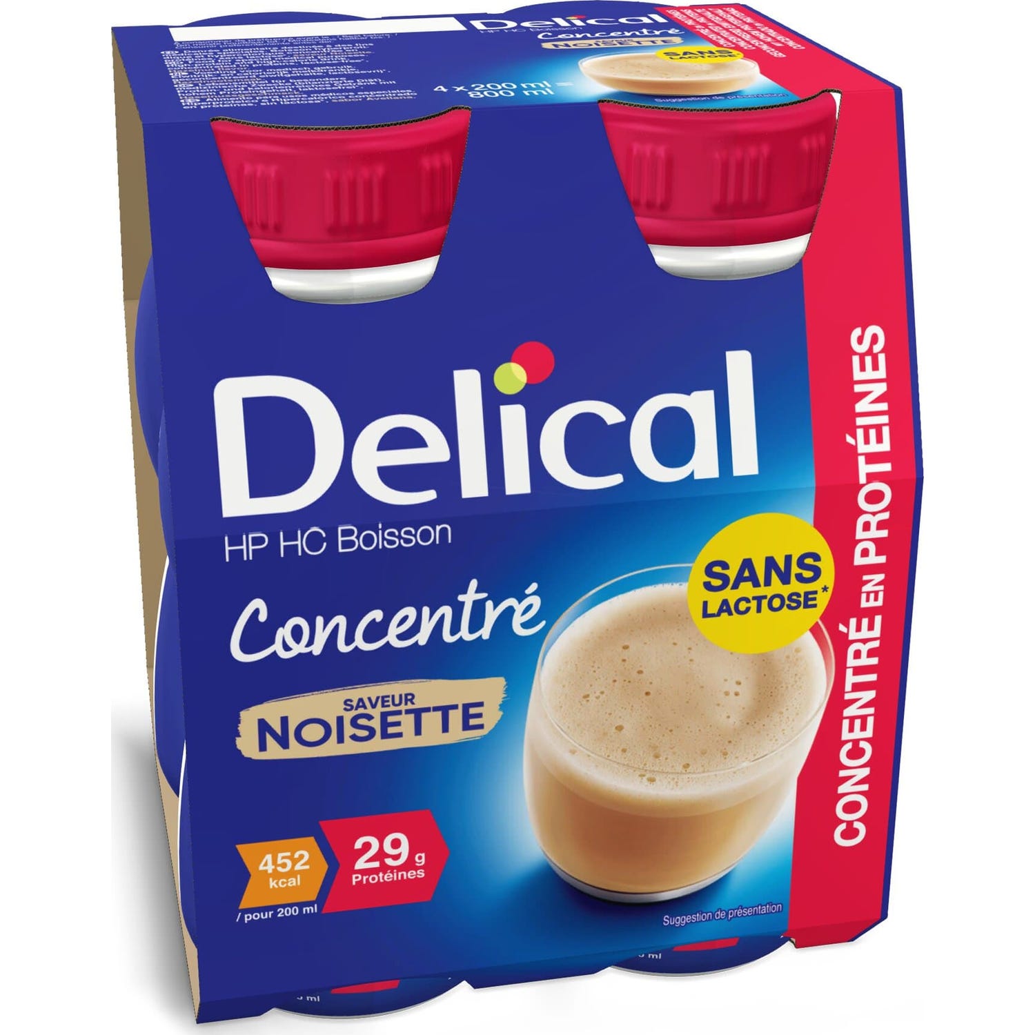Delical HP HC Boisson Concentré Noisette 4x200ml