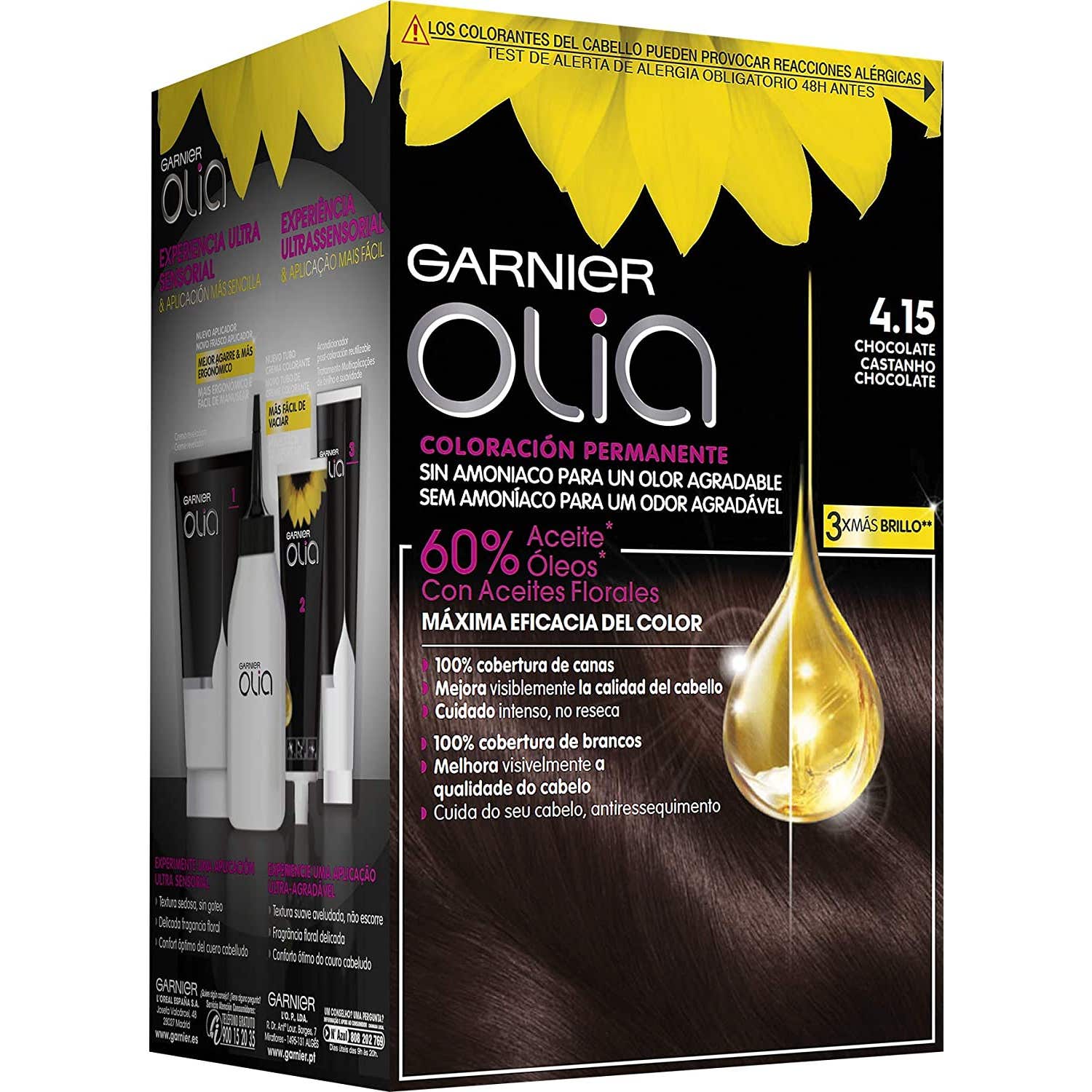 Garnier Olia Coloration permanente N°4.15 Chocolat 4 pièces