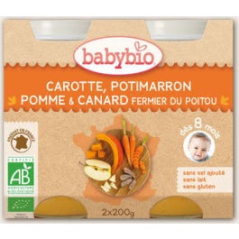 Babybio Petits Pots Menu Légumes & Canard Fermier Bio dès 8 mois 200g lot de 2