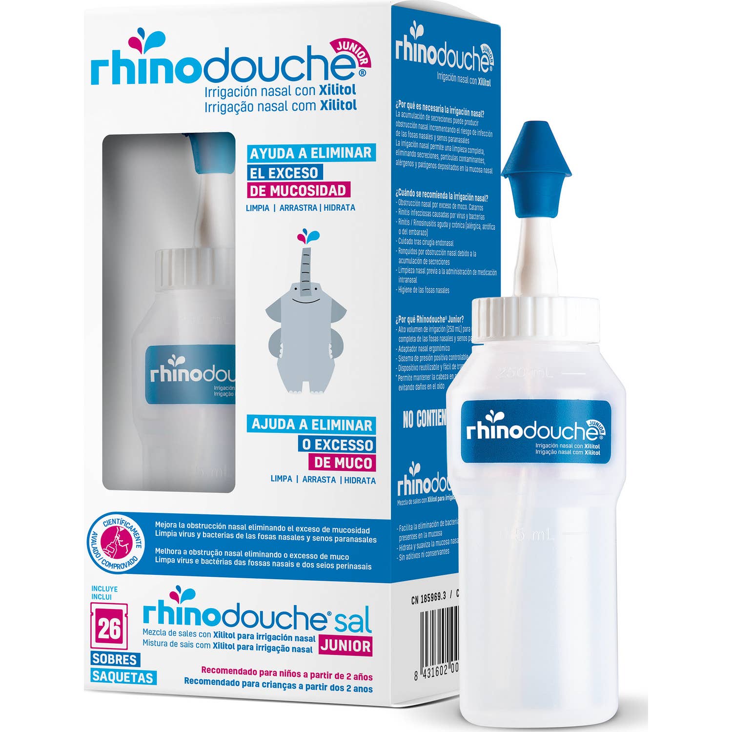 Rhinodouche Junior Irrigateur Nasal + Rhinodouche Sel Junior 26 Sachets