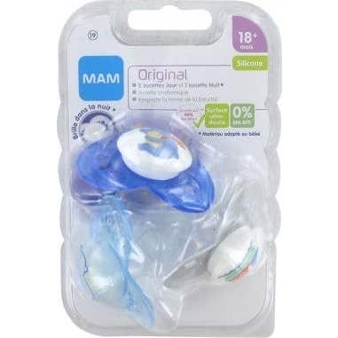 Mam Succette Original 18+ mois Silicone Garçon 3uts