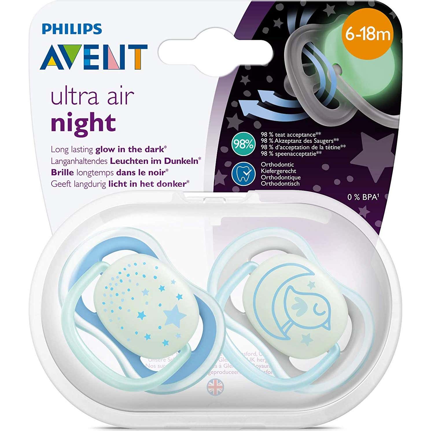 Avent chupetete nocturno 6-18m 2uds 2uds