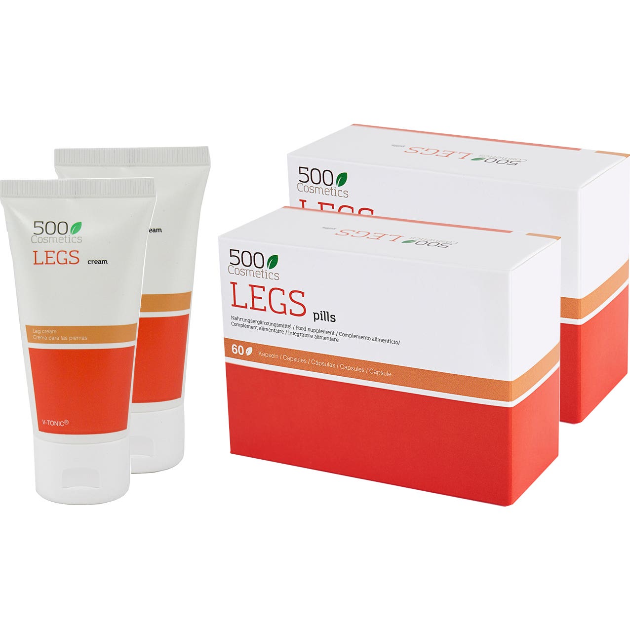 500Cosmetics Packs Legs Duplo Para Varices 60Caps+ Crema 75ml