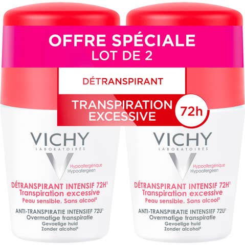 Vichy Détranspirant Intensif 72h Transpiration Excessive 2x50ml