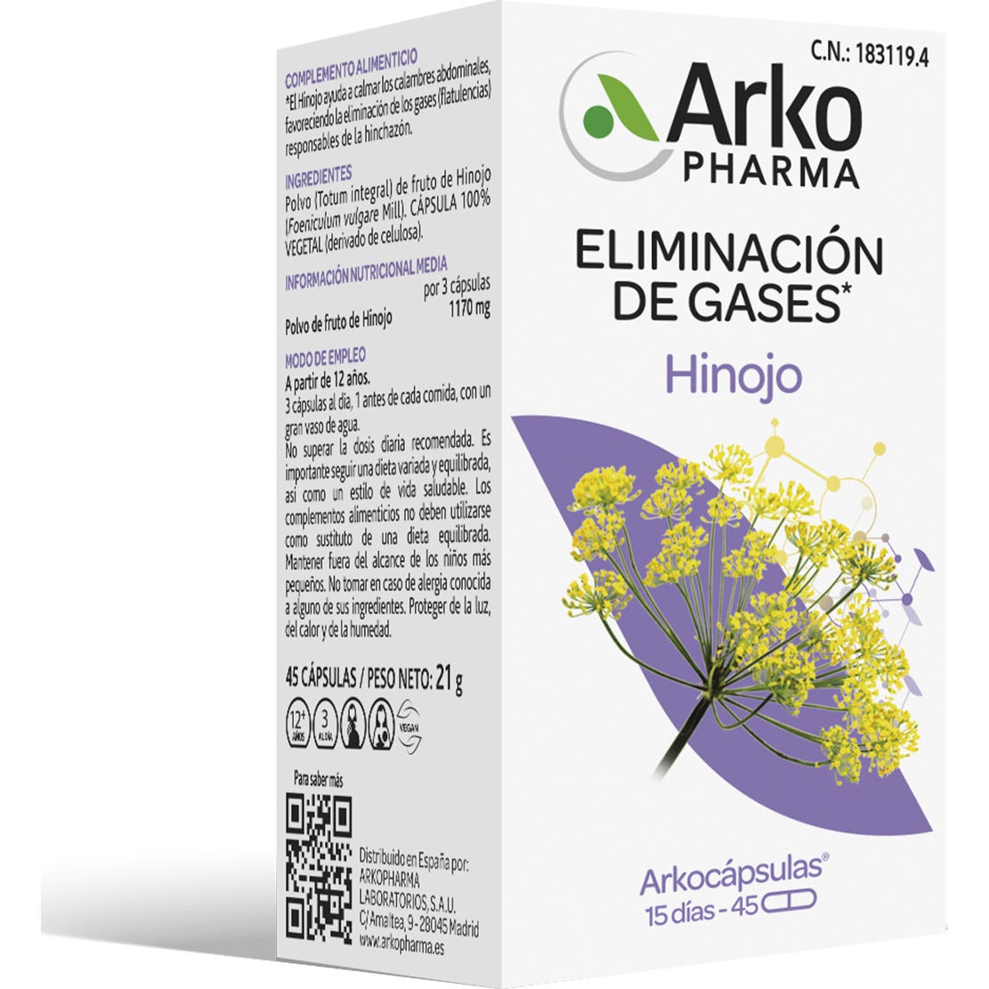 Arkopharma Arkogélules Fenouil 45 gélules