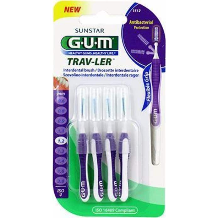 Gum Proxabrush Trav-Ler 4 Brossettes InterdentaireS 1,2 Mm
