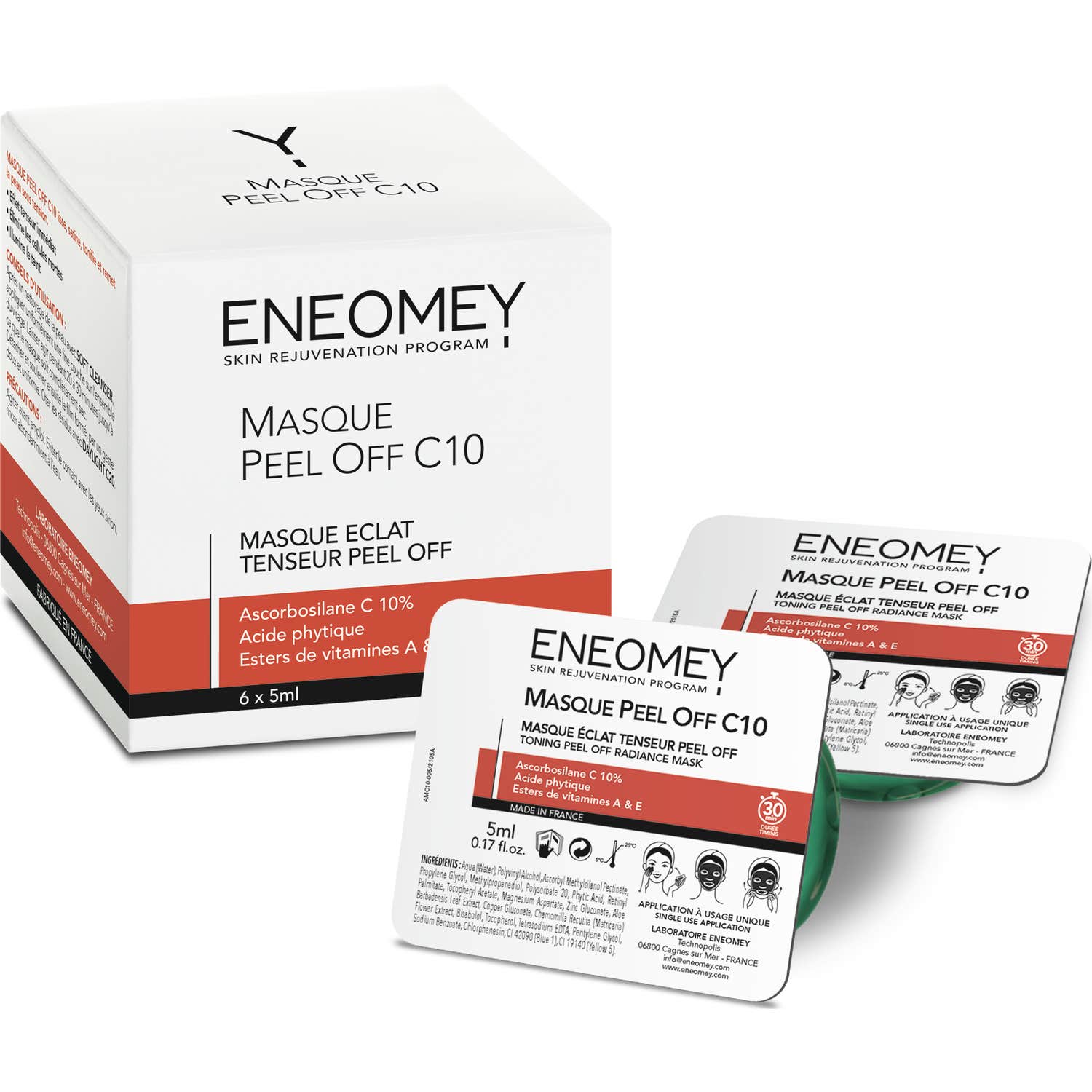 Eneomey Masque Peel Off C10 Éclat Tenseur 5ml x 6 unités