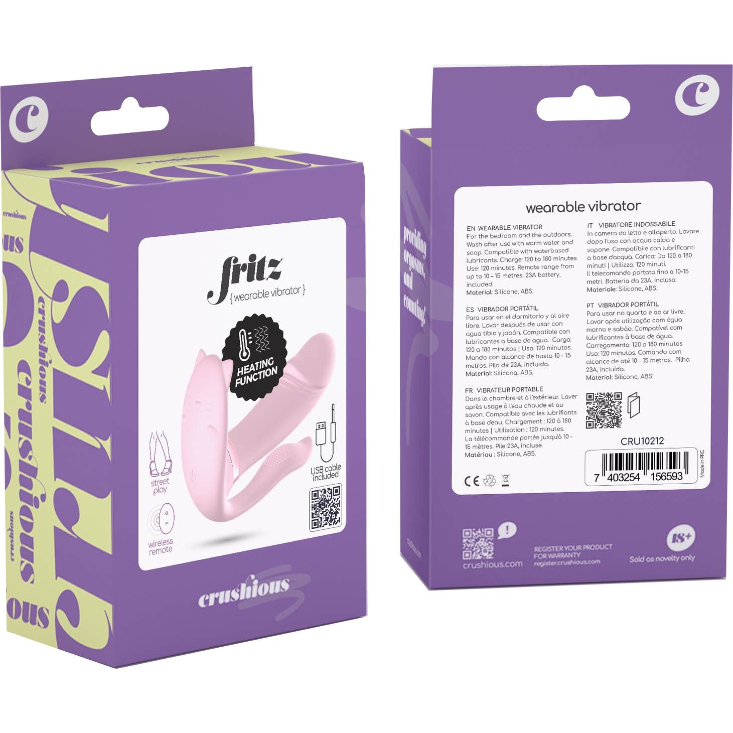 Crushious Fritz Stimulateur Télécommande Rose Pastel 1ut