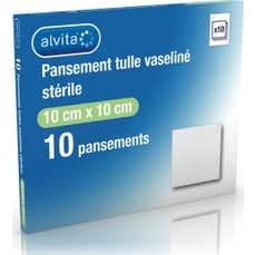 Alvita Pansement Tulle Vaseline 10x10cm 10 Unités