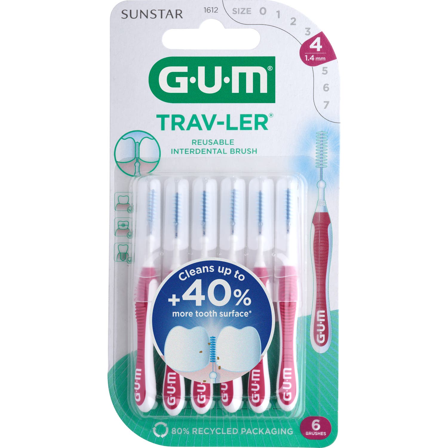 GUM Trav-Ler Brosse Interdentaire 1,4 mm 6 Unités