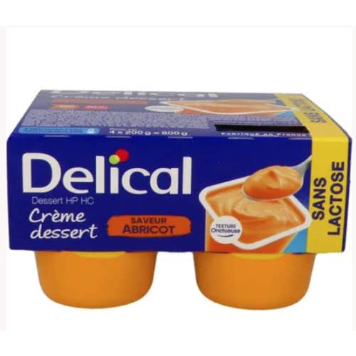 Delical Crème Dessert Hp HC Sans Lactose Abricot 4x200g