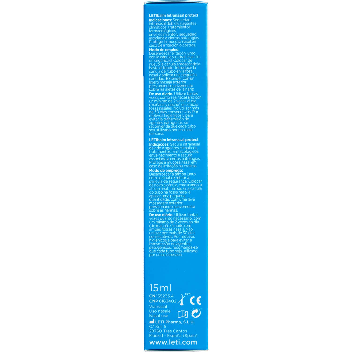 Letibalm intranasal protect gel hydratant 15 ml