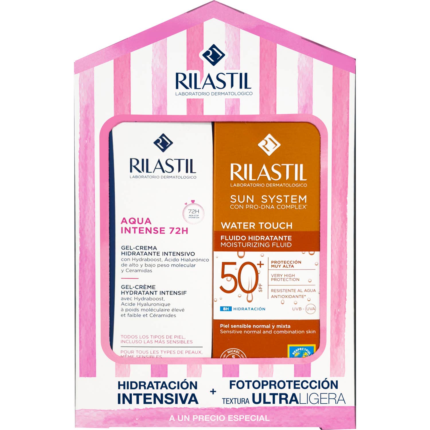 Rilastil Pack Aqua Intense 72h Gel-Crème 40ml + Sun System Water Touch SPF50+ 50ml