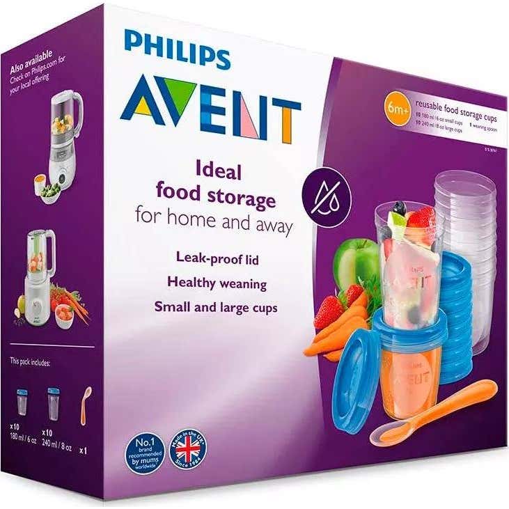 Avent Récipients à lait maternel 10x180ml + 10x240ml + 10x240ml + 10x240ml + 20 couvercles + cuillère 1 livret de recettes