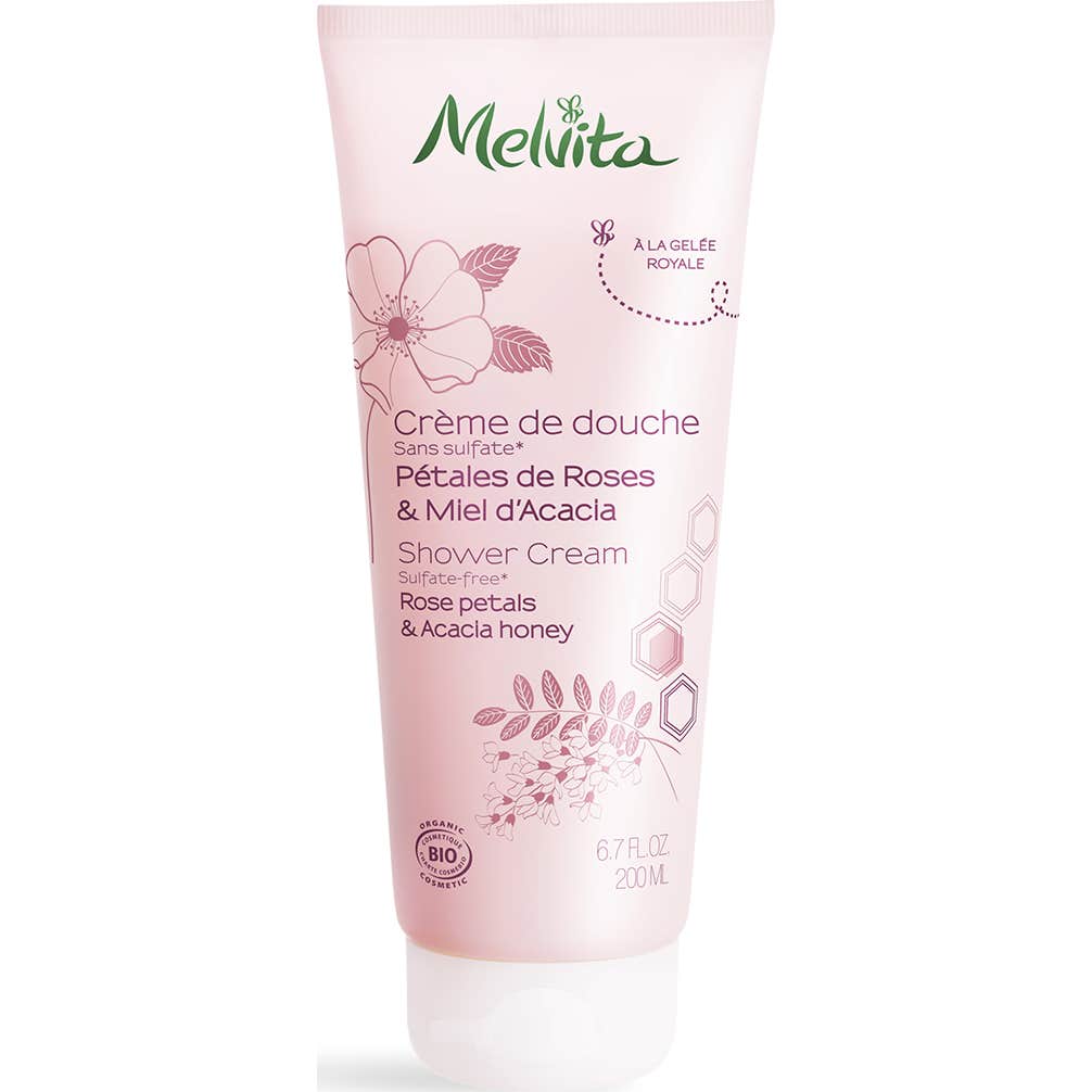Gel de ducha orgánico Melvita pétalos de rosa y miel de acacia 200ml