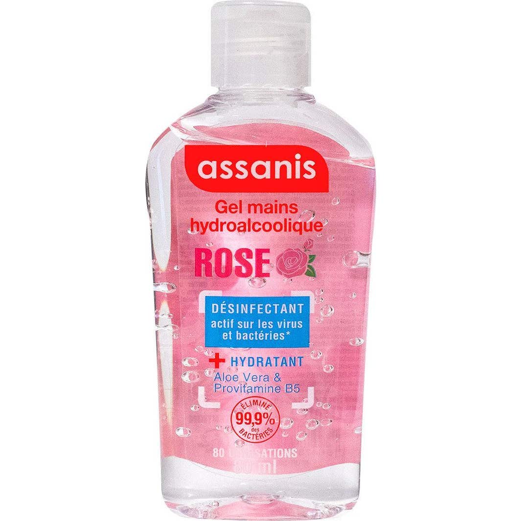 Assanis Gel Mains Hydroalcoolique Rose 80ml