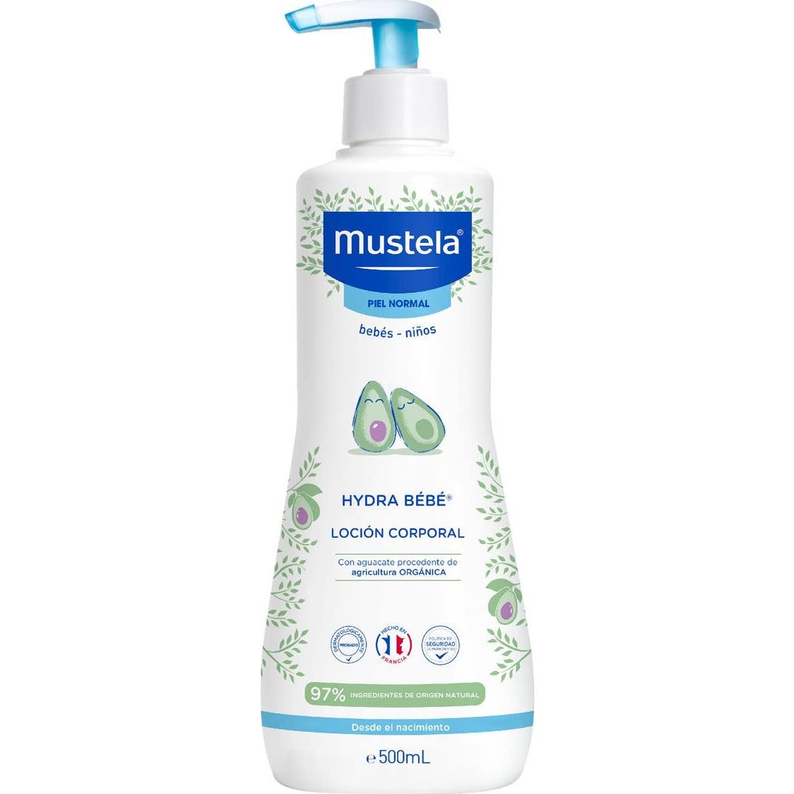 Mustela Hydra Bebé Lait Corps À L'Avocat Bio 500ml