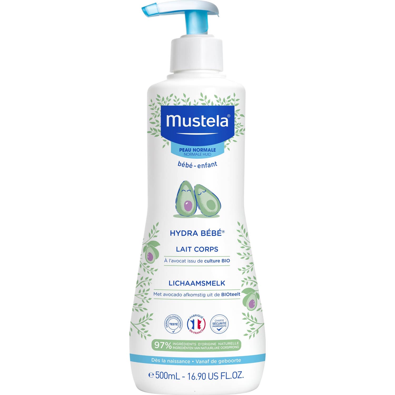 Mustela Hydra Bebé Lait Corps À L'Avocat Bio 500ml
