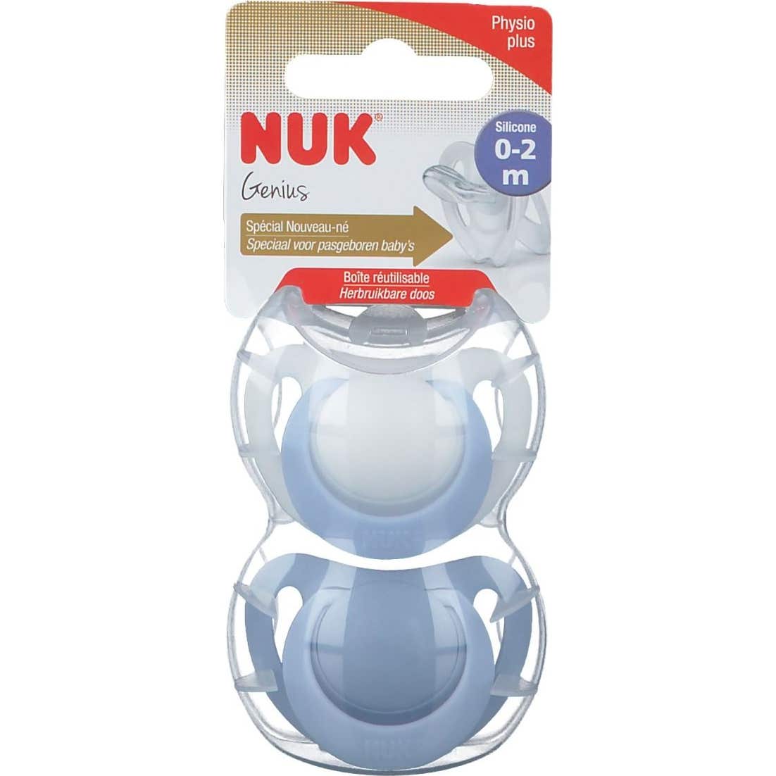 Nuk 2 Sucettes Genius Garçon T0 (02mois)