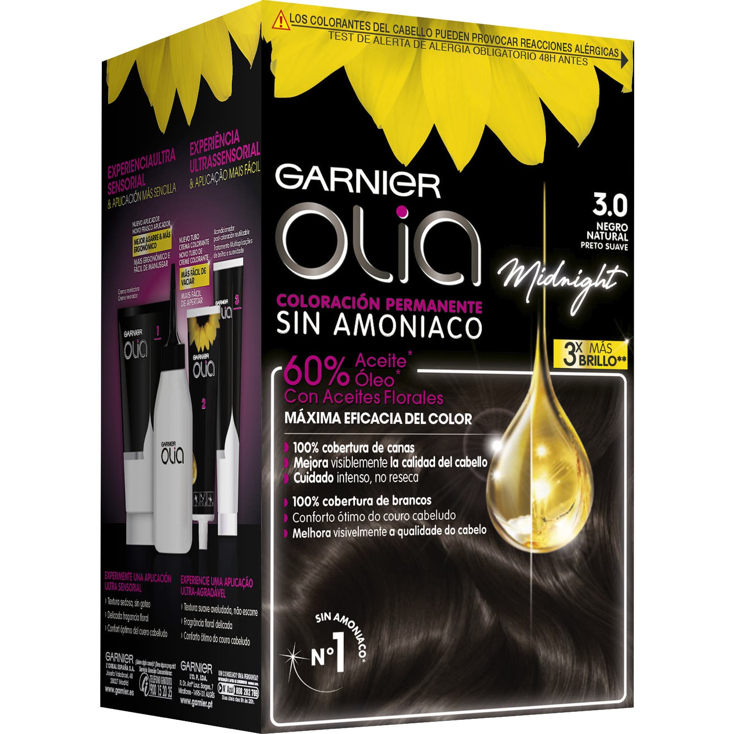 Garnier Olia Coloration permanente N°3.0 Brun foncé 4pcs
