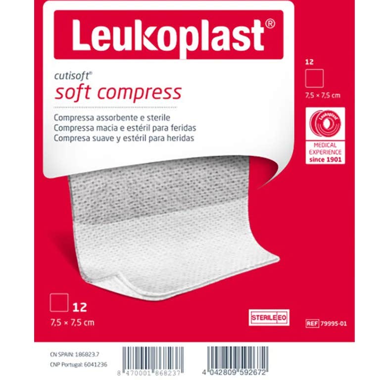 Leukoplast Cutisoft Ste 7,5Cmx7,5Cm 12Ud