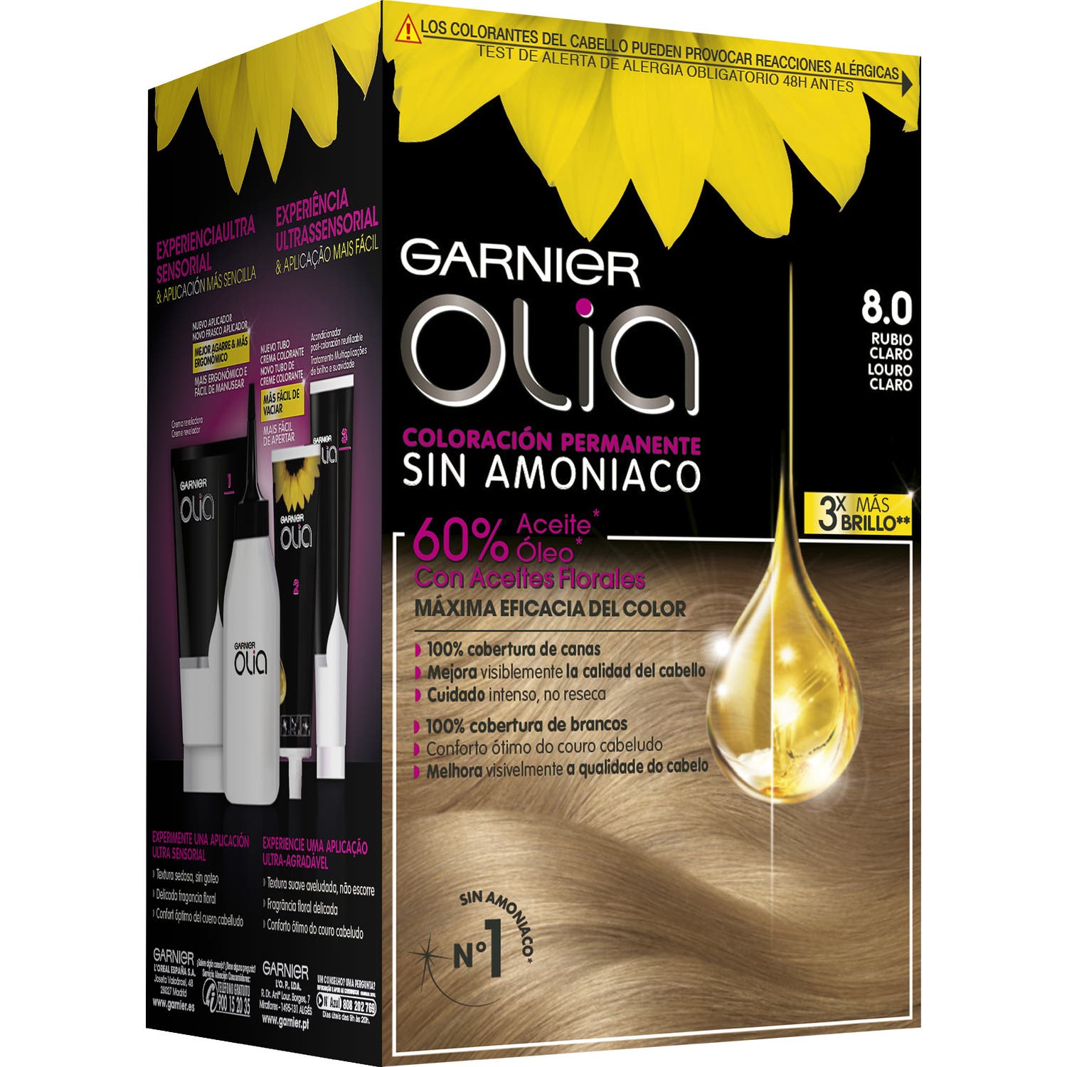 Garnier Olia Permanent Hair Color N°8.0 Light Blonde 4 pièces