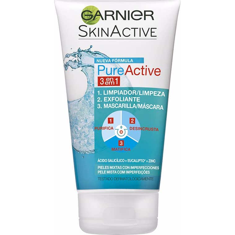 Garnier Pure Active 3 En 1 Gel Limpiador Piel Grasa 150ml