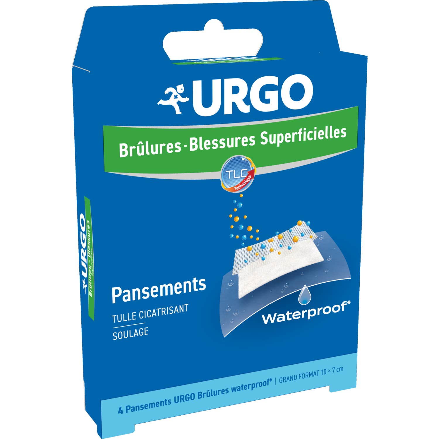 Urgo Brûlures et Blessures Superficielles Waterproof 4 Pansements 10 x 7cm
