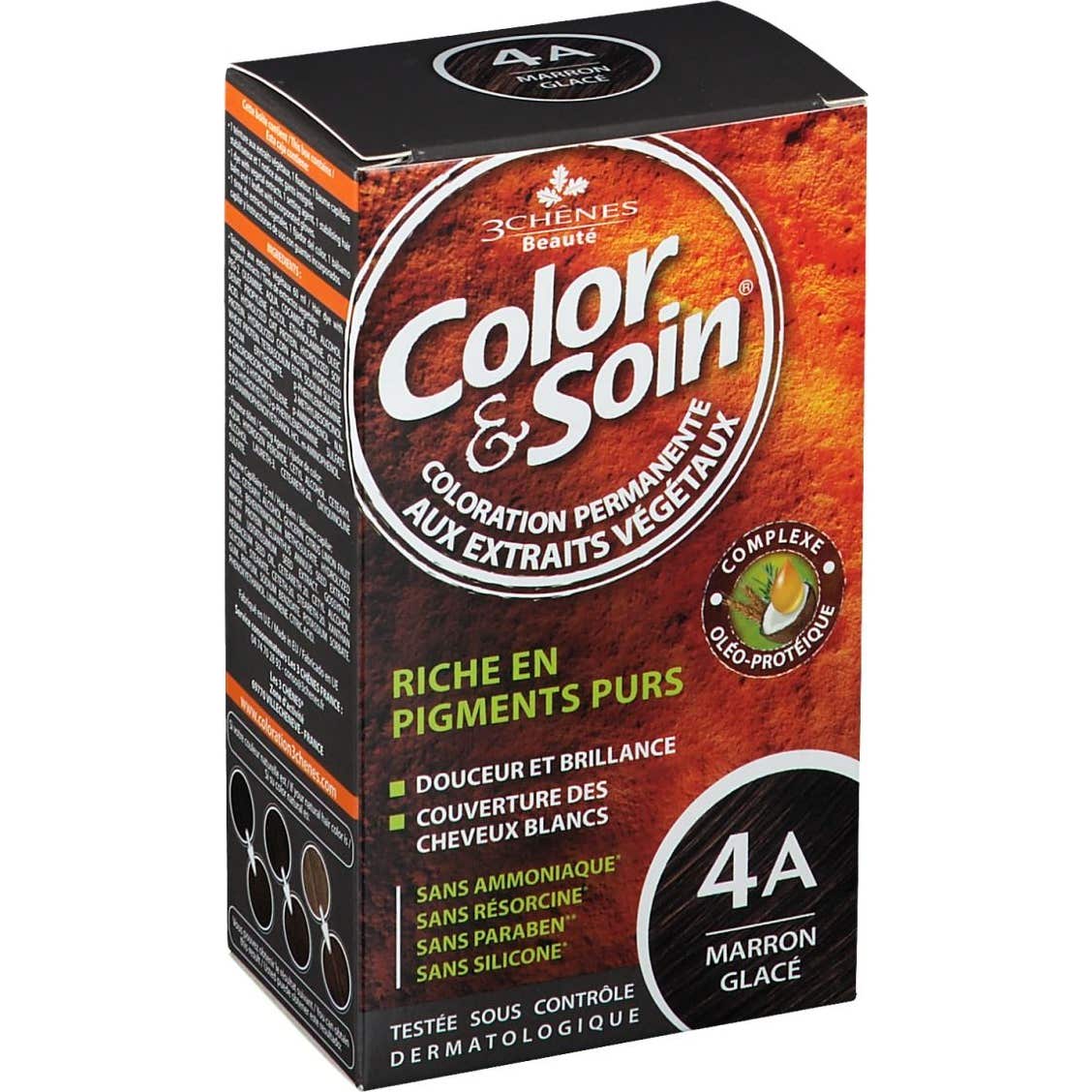 Les 3 Chênes Color & Soin Coloration Permanente 4A Marron Glacé